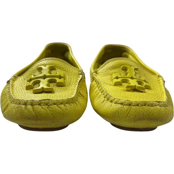 Tory Burch Lowell 2 Driver Shoes Yellow Women's Size 6 Leather Loafers Flats - Picture 2 of 7